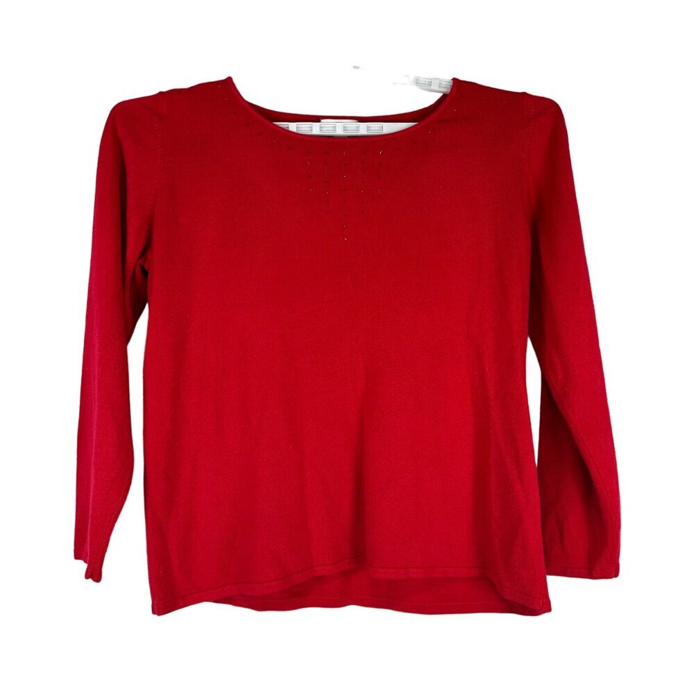 White Stag Red Sweater Womens Plus Size XXL with Embellished Neckline